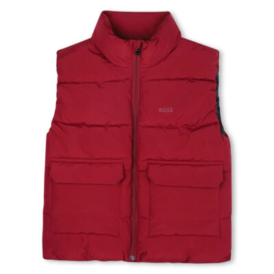 PRE ORDER BOSS Red Sleeveless Puffer Jacket