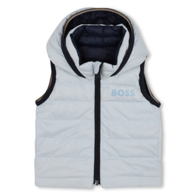 PRE ORDER BOSS Baby Reversible Sleeveless Puffer Jacket in Blue
