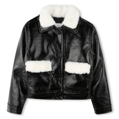 Marc Jacobs Black Faux Leather & Fur Jacket