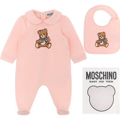 PRE ORDER Moschino Babygrow and Bib Gift Set