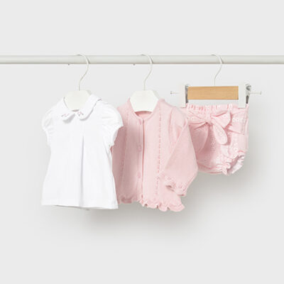 Mayoral Pink Top, Cardigan & Knickers 3 Piece Set