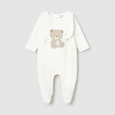 Mayoral Natural Teddy Bear Romper & Bib Set