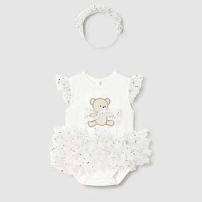 Mayoral Natural Tutu Bodysuit & Headband Set