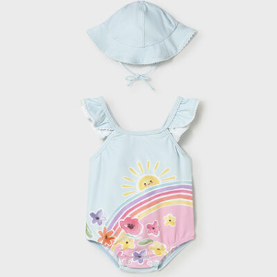 Mayoral Hawaii Pale Blue Swimsuit & Hat