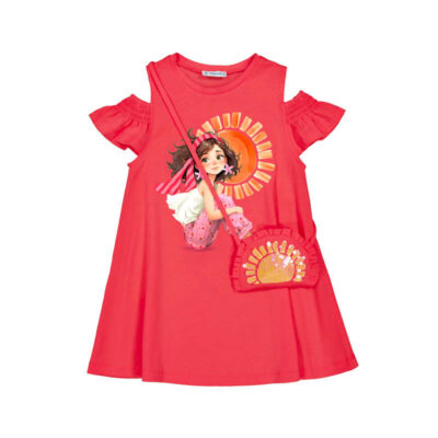 Mayoral Red Cut Out Dress With Bag