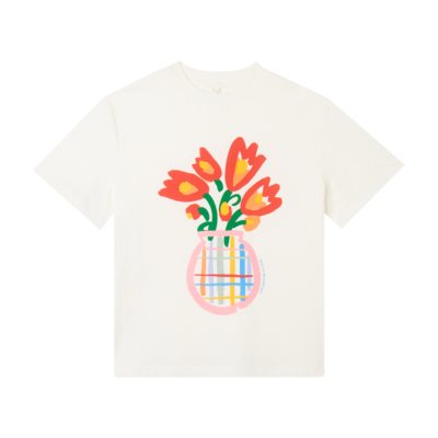 Stella McCartney Ivory Flower Vase Print T-Shirt