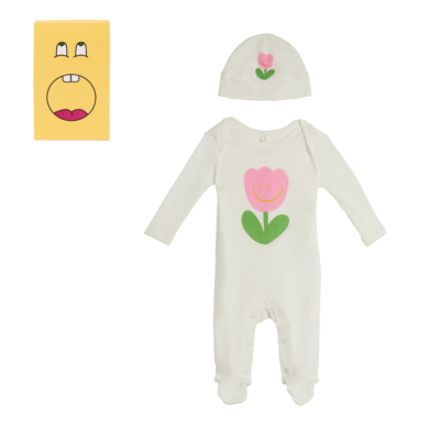 Stella McCartney Ivory Flower Print All In One Romper & Hat