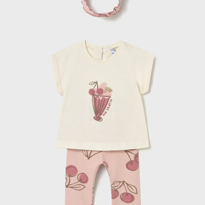 Mayoral Peony T-shirt & Leggings Set With Headband