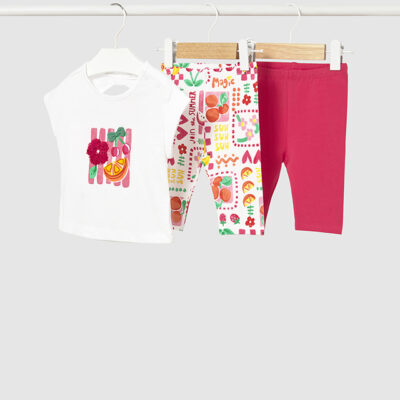 Mayoral Hibiscus T-shirt & 2 Pairs Of Leggings Set