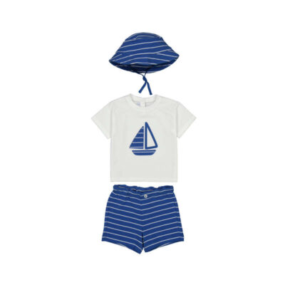 Mayoral Baby Textured Short Set With Hat