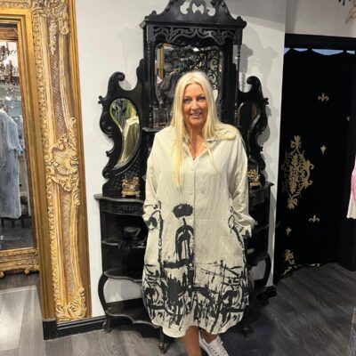 Ladies Stone Long Sleaved Button Through Shirt