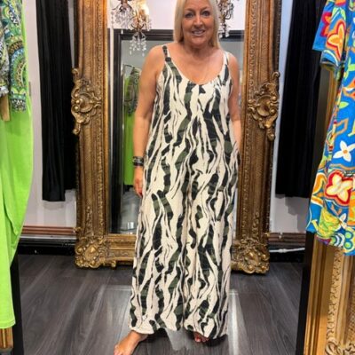 Ladies Green Patterned Jumpsuit