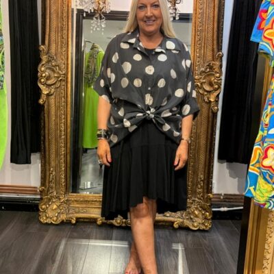 Ladies Black & Beige Spot Shirt