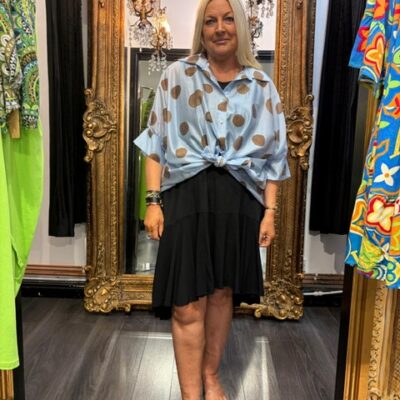 Ladies Blue & Brown Spot Shirt