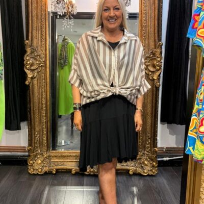 Ladies Brown & Beige Striped Shirt