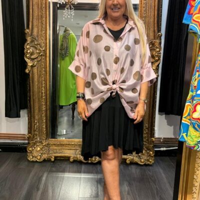 Ladies Pink & Brown Spot Shirt