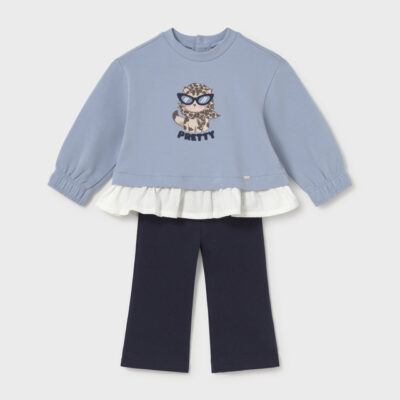 Pre Order Mayoral Pretty Blue Top  & Navy Leggings Set