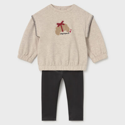 Pre Order Mayoral Croissant Top & Black Leggings Set