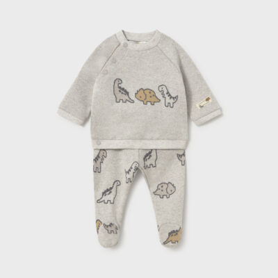Pre Order Mayoral Soft Beige Dinosaur 2 piece Set