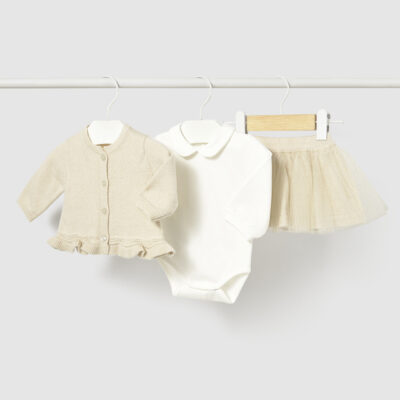 PRE ORDER Mayoral Tulle Skirt Knit Set in Champagne