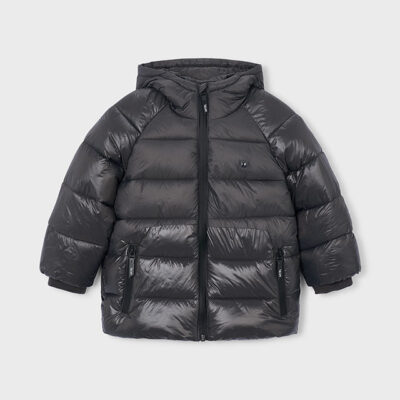 Mayoral Black Mat Fleece Lined Puffer Jacket