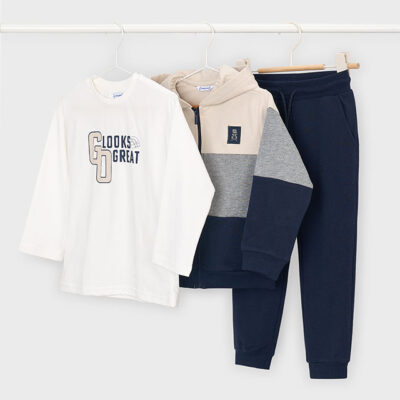 Mayoral Navy Blue 3 Piece Tracksuit & T-Shirt Set