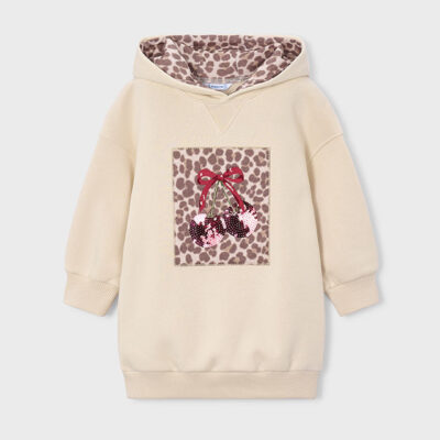 Pre Order Mayoral Neutral Cherry Fleece Hooded Dress