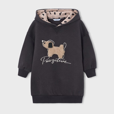 Pre Order Mayoral Grey Dog Fleece Hooded Dress