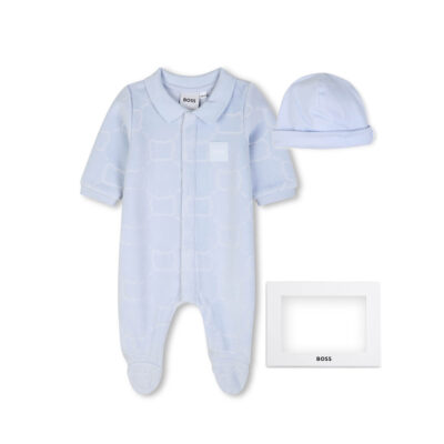 PRE ORDER BOSS Baby Pale Blue Babygrow and Matching Hat