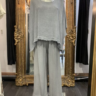 Ladies Grey Linen Style Top