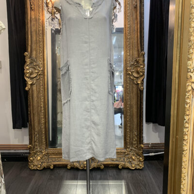 Ladies Grey Linen Style Dress