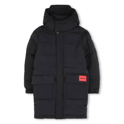Hugo Long Black Hooded Down Puffer Jacket
