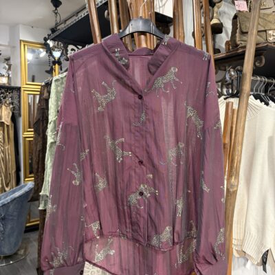 Ladies Plum Cheetah Print Blouse