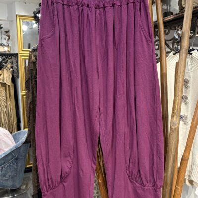 Ladies Plum Loose Elasticated Waist Trousers