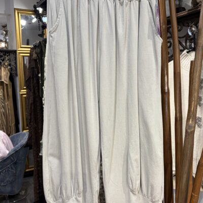 Ladies Cream Loose Elasticated Waist Trousers