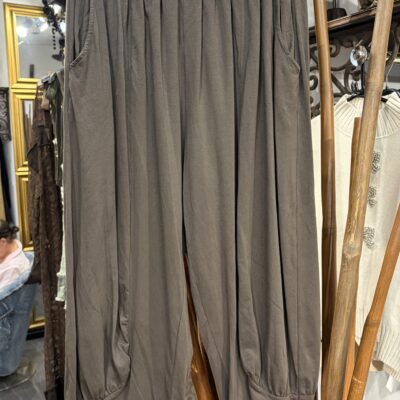 Ladies Brown Loose Elasticated Waist Trousers