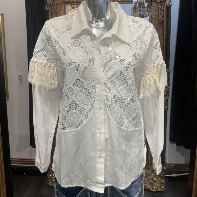 Ladies Cream Lace and Sequin Shirt