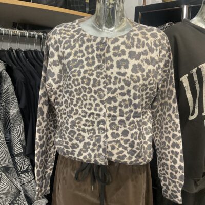 Ladies Leopard Print with Gold Flecks Cardigan
