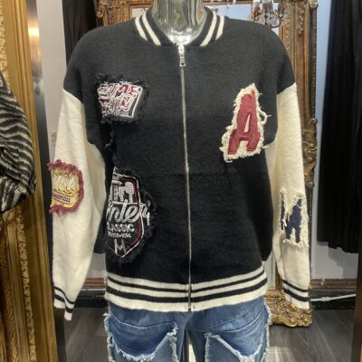 Ladies Knitted Varsity Inspired Jacket