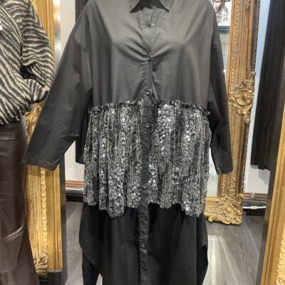 Ladies Black Sequin Shirt Dress