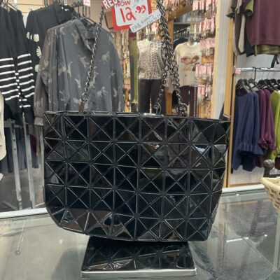 Ladies Designer Inspired Shiny Black Bag